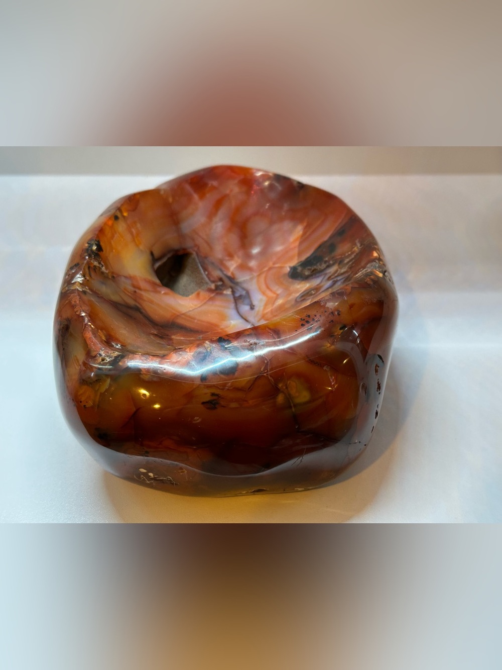 Large Natural Carnelian Crystal Bowl - Picture 5 of 8